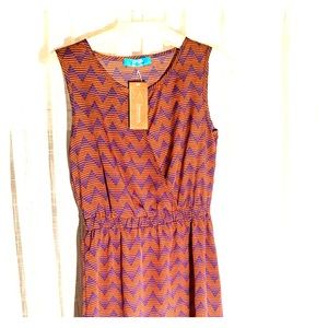 Dress. New with tags. Blue and burnt orange.